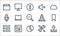 web essentials line icons. linear set. quality vector line set such as upload, pie chart, menu, settings, browser, microphone,