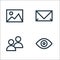 Web essentials line icons. linear set. quality vector line set such as view, users, email