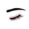 Web Eyelash extension logo. Makeup with pink glitter. Vector illustration in a modern style.