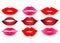 Web Female lips colored in different lipstic colors isolated  illustration