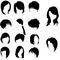 Web hair silhouettes, woman and man hairstyle