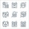 web hosting line icons. linear set. quality vector line set such as error page, startup, diagram, firewall, padlock, repair, gauge