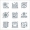 web hosting line icons. linear set. quality vector line set such as upload, hosting, database, database, settings, hierarchical