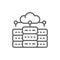 Web hosting server, data centre, distributed database line icon.