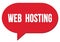 WEB  HOSTING text written in a red speech bubble