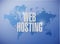 Web hosting world map sign concept