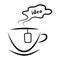 Web icon cup of tea with steam cloud idea