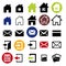 Web icons set - house, letter,