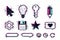 Web icons set. User interface symbols, glitch style. GUI elements isolated on white. Vector clipart collection for