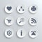 Web icons set - vector white round buttons