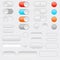 Web interface buttons. Toggle switch buttons and gray icons