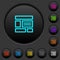 Web layout dark push buttons with color icons