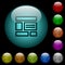Web layout icons in color illuminated glass buttons