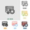 Web management icon in six different styles, based on outline style, seo icon set, vector