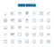 Web media linear icons set. Streaming, Blogging, Socializing, Podcasts, Vlogging, Analytics, Targeting line vector and