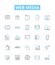 Web media vector line icons set. Web, Media, Streaming, Videos, News, Podcasts, Internet illustration outline concept