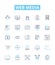 Web media vector line icons set. Web, Media, Streaming, Videos, News, Podcasts, Internet illustration outline concept