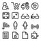 Web menu navigation line icons set - shopping, document