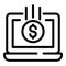 Web money laptop icon, outline style