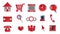 Web and multimedia glossy red icons and buttons