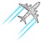 Web Network Flying Airplane Trace Vector Icon