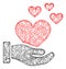 Web Network Hand Offer Love Hearts Vector Icon