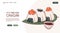 Web Page Draw Japanese onigiri rice balls with nori vector illustration. Japanese asian food, cooking, menu concept.  Banner,