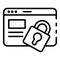 Web page locked icon, outline style