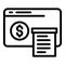 Web page payment icon, outline style