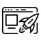 Web page startup rocket icon, outline style