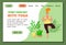 Web page template for Home yoga online classes. Beautiful overweight girl doing asana tree. Body positive. Stock modern flat