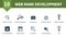 Web Rank Development icon set. Contains editable icons theme such as certificate access, seo portfolio, number 1 in