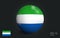 Web Realistic ball with flag of Sierra Leone. Sphere with a reflection of the incident light with shadow.