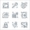 Web security line icons. linear set. quality vector line set such as cctv camera, wifi, lock, document, database, files, key