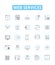 Web services vector line icons set. Web, services, API, REST, SOAP, applications, XML illustration outline concept