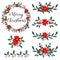 Web set of Christmas Floral element Handwritten with beautiful decorative frame merry christmas post cards elements