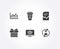 Web shop, Surprise and Takeaway coffee icons. Growth chart, Corrupted file and Human resources signs.