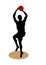 Web Silhouette of a basketball player. Basketball player running with ball, grungy vector silhouette