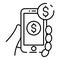 Web smartphone banking icon, outline style