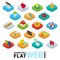 Web surfing mobile app flat 3d icons: window like favorite lock