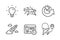 Web timer, Share idea and Search flight icons set. Light bulb, Startup rocket and Airplane signs. Vector