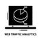 web traffic analytics icon, black vector sign with editable strokes, concept illustration