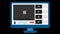Web video player PC screen with web browser window. Video player play button clicked by mouse cursor animation alpha channel.