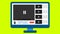 Web video player PC screen with web browser window. Video player play button clicked by mouse cursor animation Green Screen.