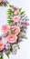 Web wedding flower banner. Rose, lilac, rowan leaves on a white background. Floral pattern. Copy space for text