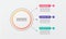 Web3 point diagram option element steps infographic circles shapes chart. red, pink, yellow, orange, green, and blue color. vector