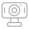 Webcam thin line icon, cam and device, computer camera sign, vector graphics, a linear pattern on a white background.