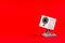 webcam white on a red background, object, Internet, technology c
