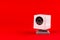 webcam white on a red background, object, Internet, technology c