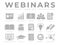 Webinar Icon Set. Presentation, Development, Webinars, Networking, Teamwork, Guide, Literature, Learning, Certificate, Ideas,